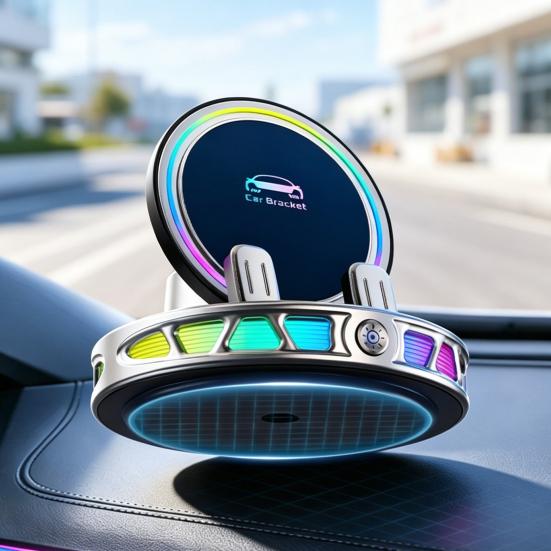 Supporto per Telefono da Auto con Ricarica Wireless e Luce Ambientale RGB Caricabatterie Magnetico per Telefono da 15W Supporto di Ricarica per Cellulare Ventosa a Vuoto Accessori per Auto