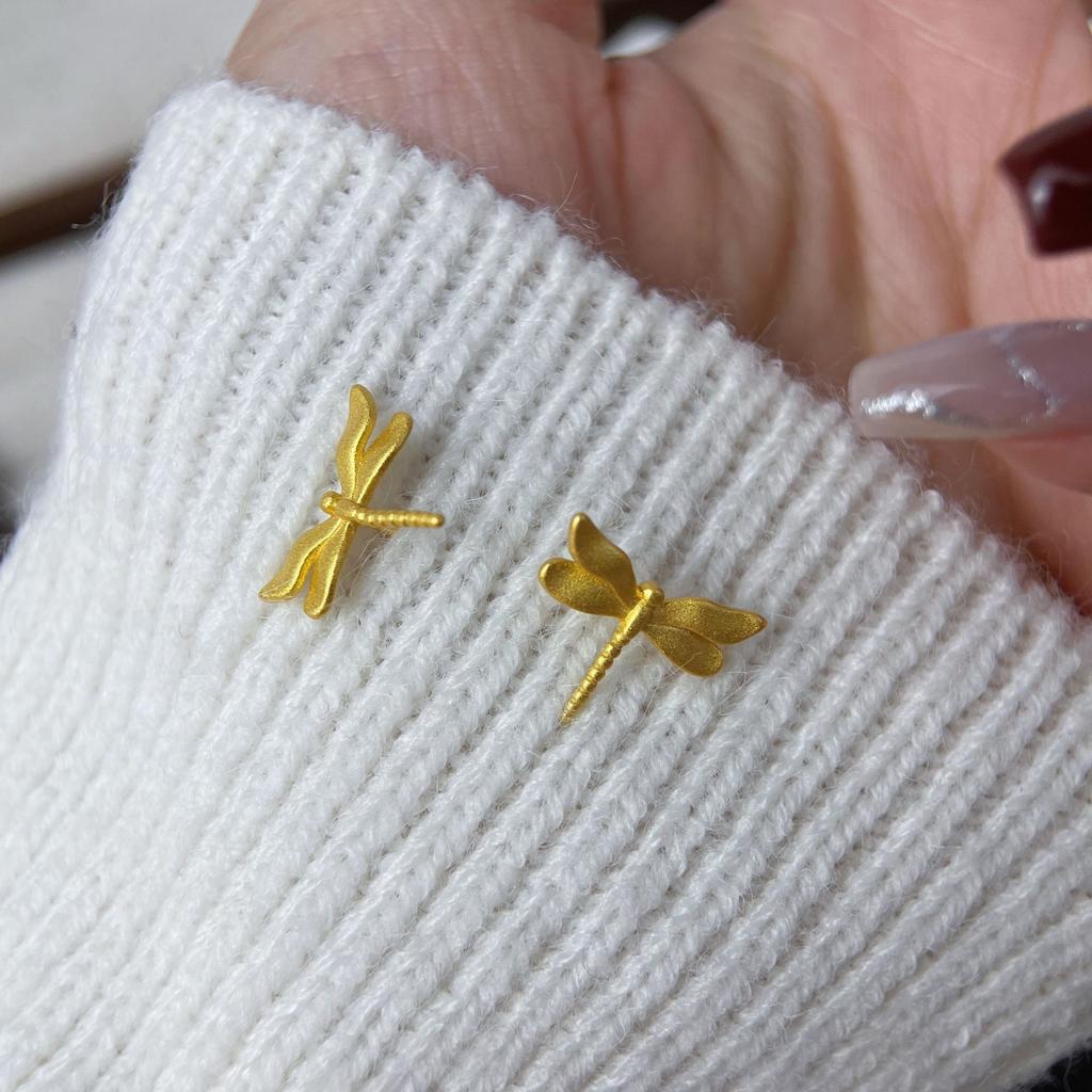 New Chinese Dragonfly Earrings Women's Retro National Style Elegant Temperament Festive Gold-plated Butterfly Earrings Earrings