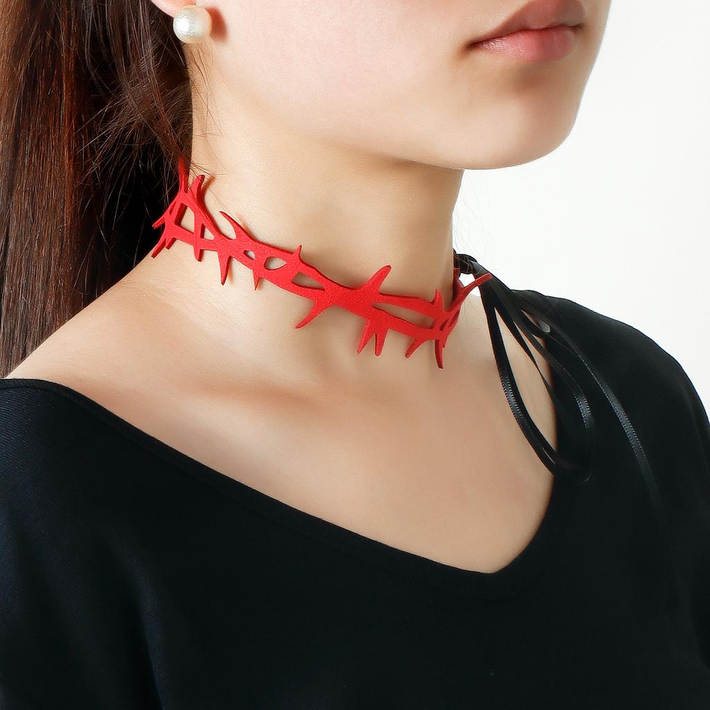 Ornament Temperament Flannel Thorns Collarbone Chain Halloween Witch Cosplay Gothic Necklace Woman