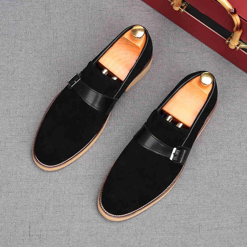 Fashion New Men's Suede Leather Slip On Shoes Male Luxury Designer Monk Strap Loafers Wdding Prom Homecoming Footwear Zapatos Hombre