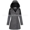 Autumn and Winter New Oblique Zipper Hooded Woolen Trench Coat Medium and Long Thickened Warm Jacket Cotton Clothes Women's Coat