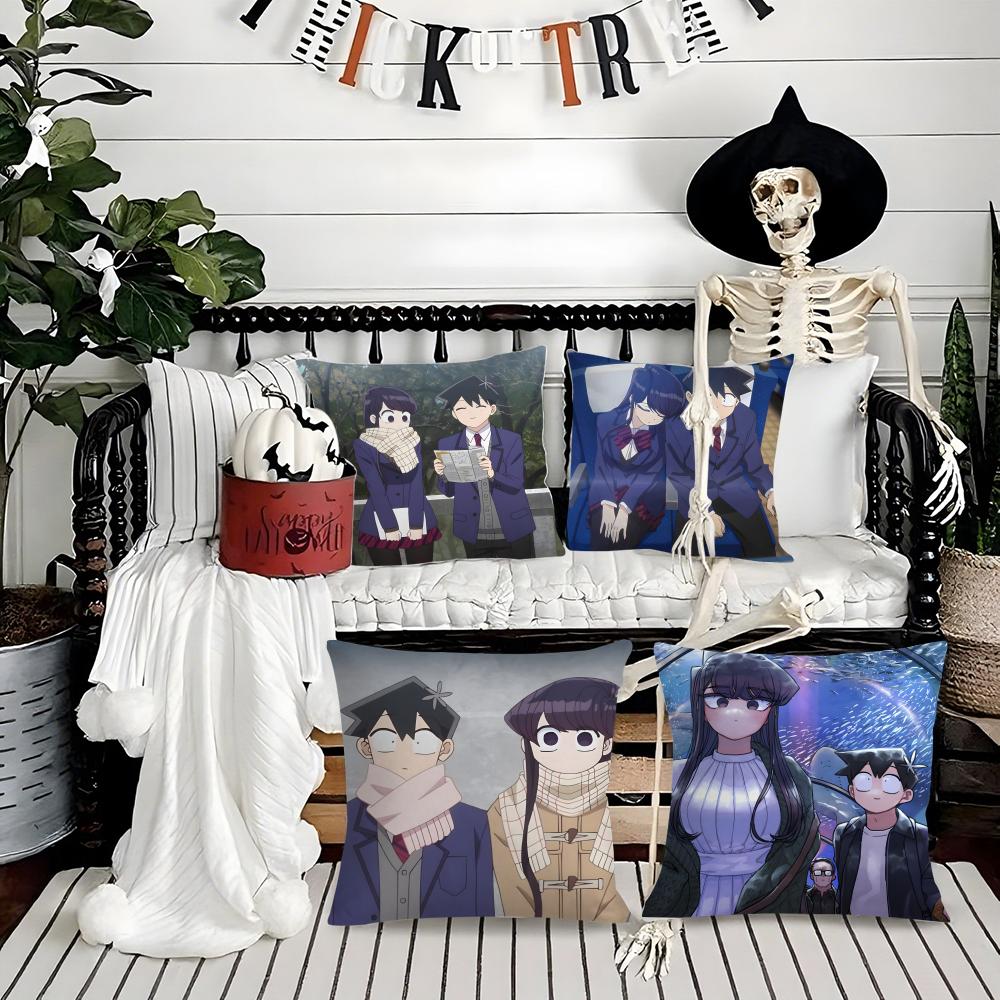 K-Komi Cant Communicate Anime Cartoon Pillow Case Printing Pillowcase Living Room Sofa Cushion Cover Bedroom Room Decor