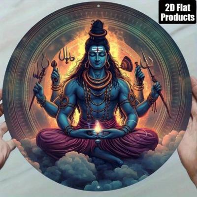 Shiva Trikolka Kovová Nástěnná Dekorace Hinduistické Meditační Božstvo Domácí Dekorace