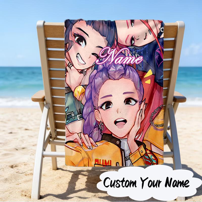 Custom Name Neon Dreamscape K-Pop Microfiber Beach Towel Super Soft & Absorbent for Bath, Beach, Travel Bath Time Accessory, Fan gifts