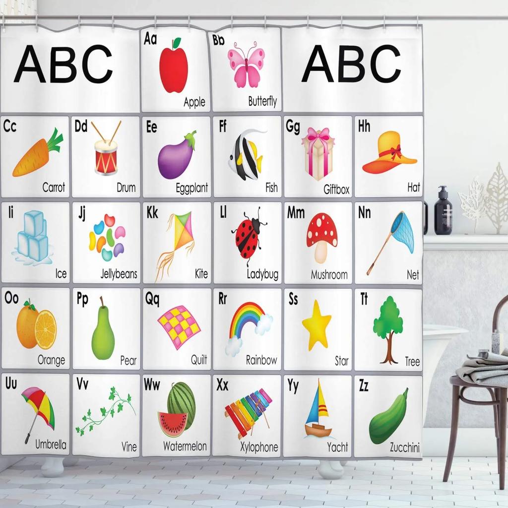 Creative Element Periodic Table Shower Curtain Modern Style Chemical Digital Pattern Bathroom Supplies Cloth Curtains Decoration