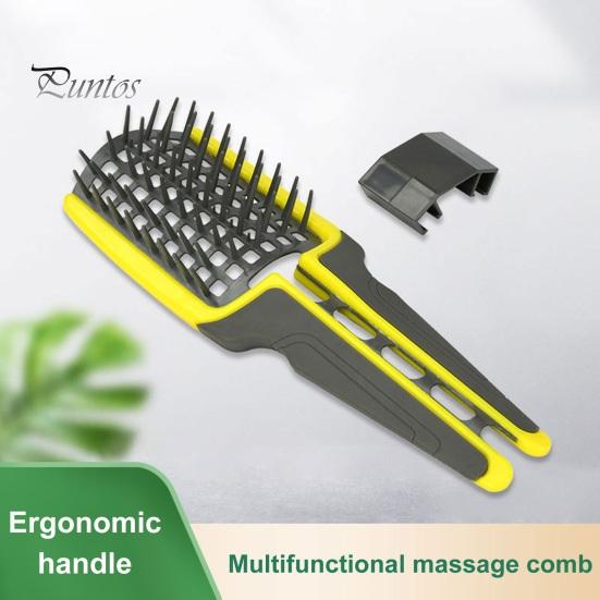 

Многофункциональная щетка для массажа кожи головы с мягкой щетиной, портативная антистатическая щетка для распутывания волос, вентилируемая пушистая расческа для укладки, парикмахерские инструменты жёлтый