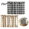 Elegante Spitzen-Gardinenleiste Buffalo-Check-Fenstergardine, Gerüschvorhang mit und Schleifen, Kleine Gardinenstangen-Tasche zur Lichtfilterung für die Küche