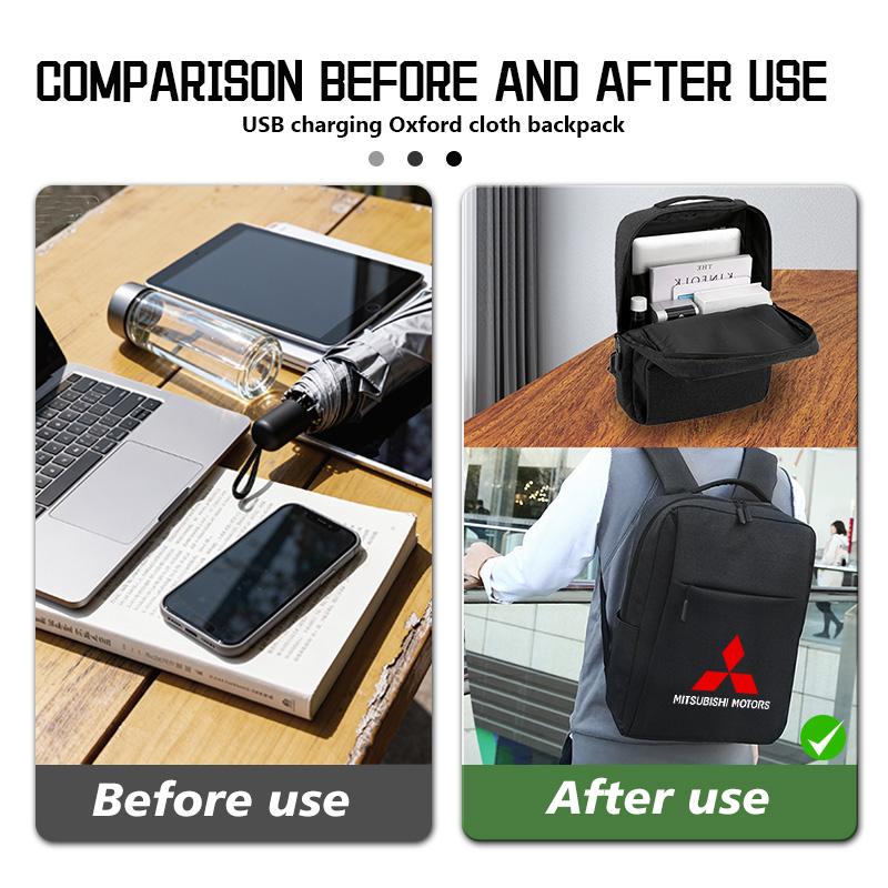 Laptop Backpack Waterproof Anti Theft USB Bag School Travel Backpack For Mitsubishi Outlander Lancer L200 ASX Pajero Grandis