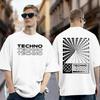 Stampa Rave TECHNO Minimalista Abbigliamento Unisex T-shirt in Cotone Unisex Casual Girocollo Manica Corta Top Estivi Streetwear T-shirt