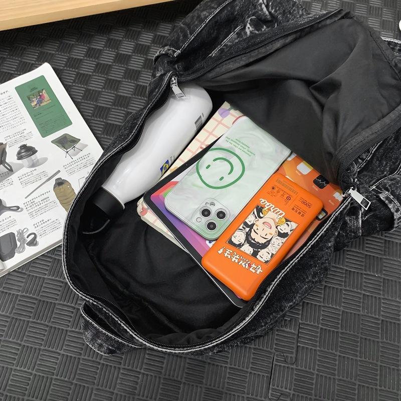 Schoolbag Denim Schoolbag Female Retro Mori Canvas Backpack Korean Version Harajufeng High School Student Casual Versatile Backpack