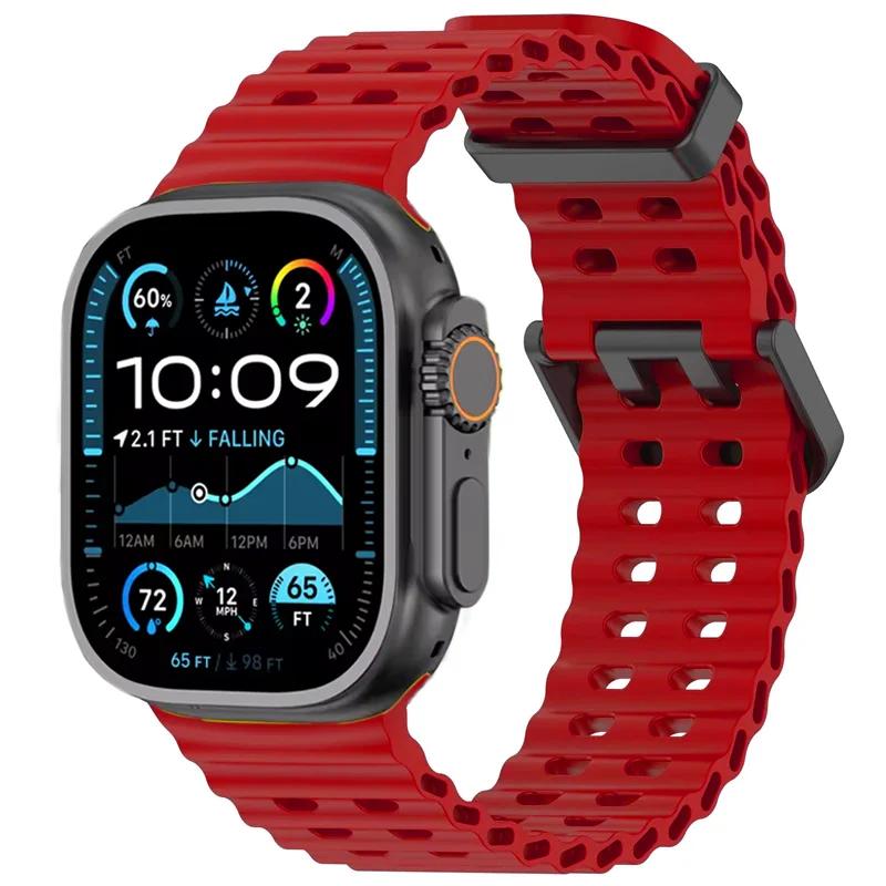 Ozean-Silikonarmband für Apple Watch Ultra 3 2 49mm/11 10 46mm 45mm 44mm Sportarmband Armband iWatch Serie 9 8 7 6 5 4 SE 3