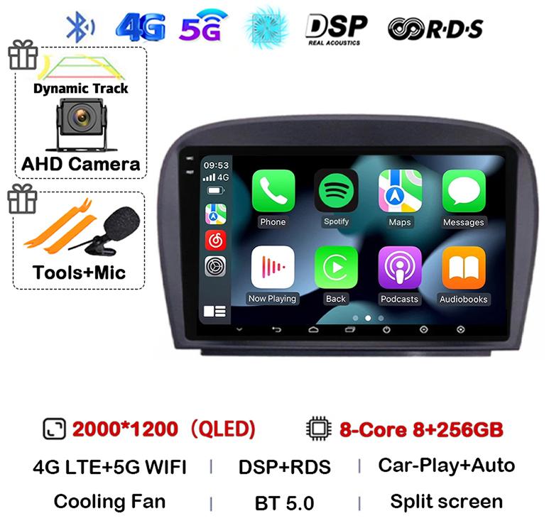 Android 14 Carplay Car Radio For Mercedes Benz SL R230 SL350 SL500 SL55 SL600 SL65 2001-2007 Multimedia Video Player GPS Stereo