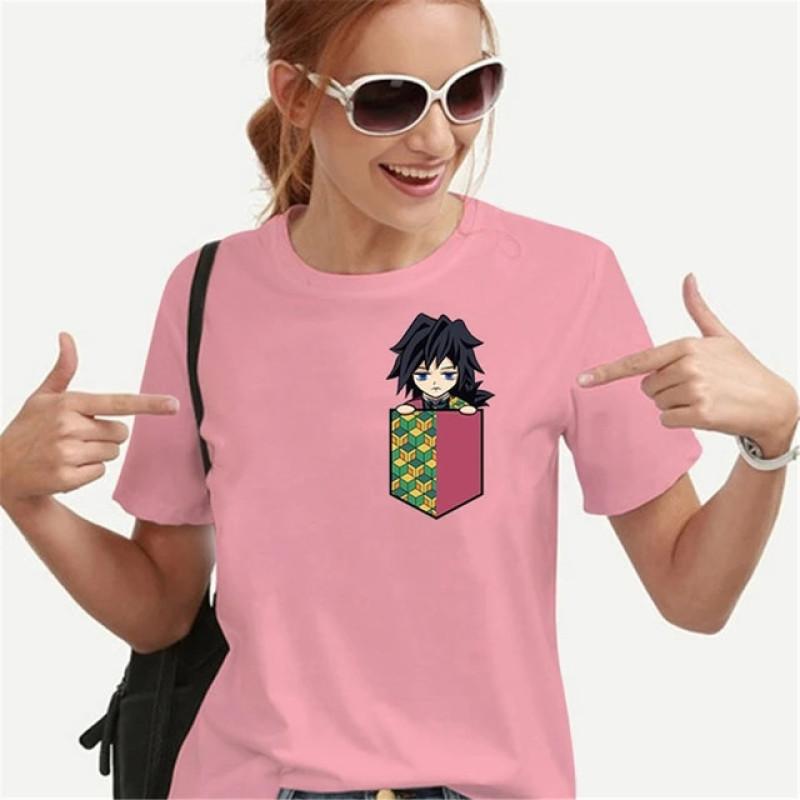 Maglietta con Stampa Taschino Personaggi Anime Cartone Animato Donna Adolescenti Magliette Abbigliamento Unisex Vintage Streetwear Stile Quotidiano Moda Streetwear