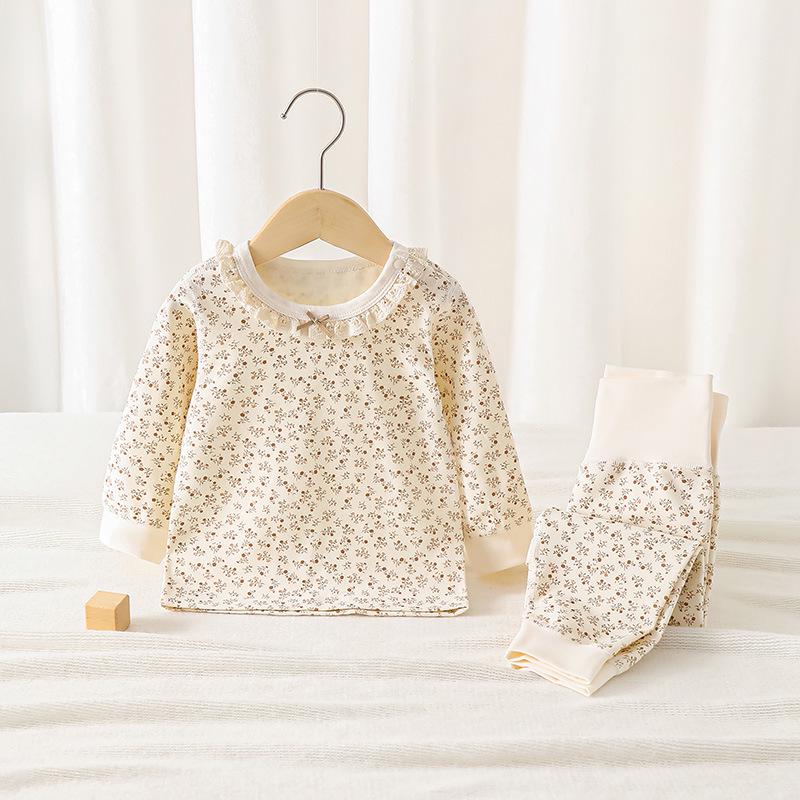 Infant Autumn Baby Clothes - Pure Cotton Two-Piece Set with High-Waisted Belly Protection for Girls
