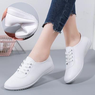 2cm Spring Student Small White Shoes Women's Casual Round Head Flat Bottom Plus Size Ladies Shoe