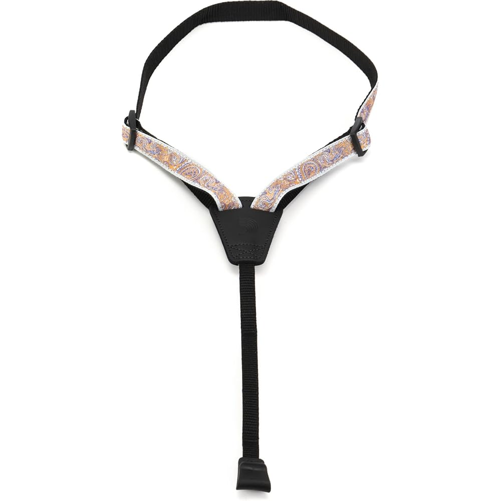 D Addario Jacquard Cradle Ukulele Strap Gray Orange Paisley Pattern 19UKE07