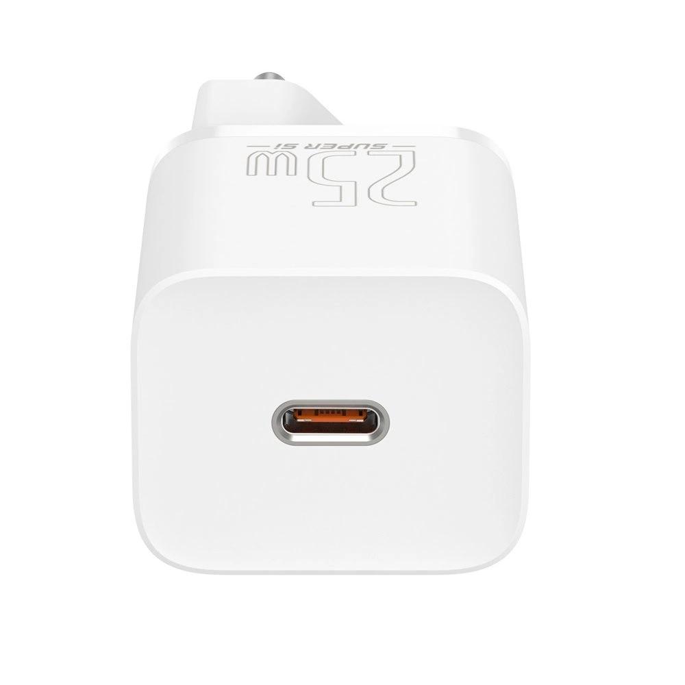 Baseus Super Si 1C Fast Charger Usb Type C 25W Power Delivery Quick Charge White (Ccsp020102)