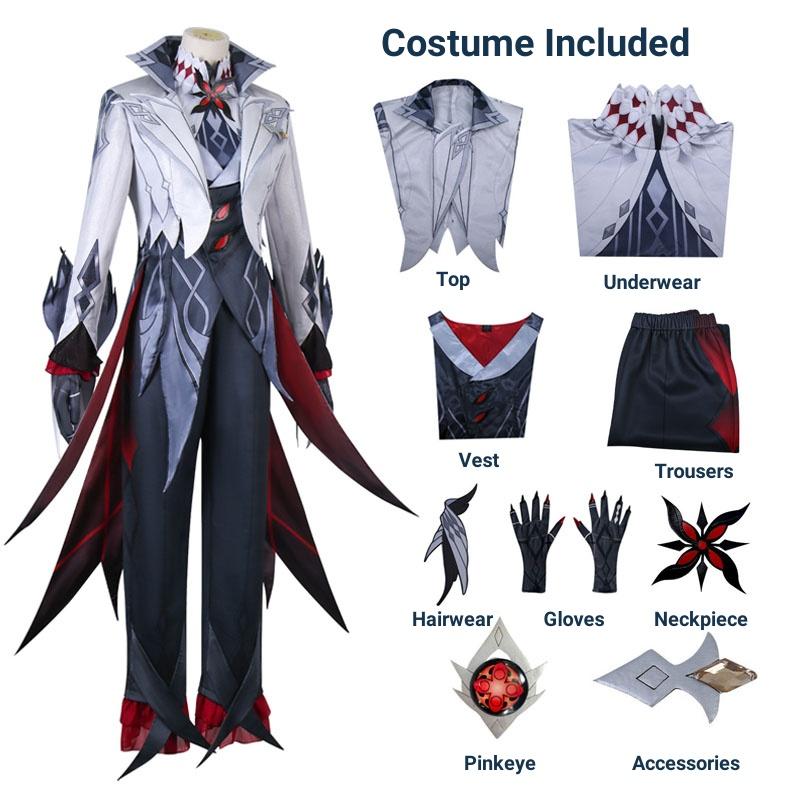 Arlecchino The Knave Cosplay Costume Genshin Impact Fatui Harbinger Wig Set Servant Snezhnaya Halloween Costumes For Women