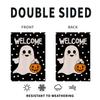 1pc Halloween Ghost Boo Garden Flag Burlap Welcome Seasonal Holiday Yard Outside No Flag Pole 12X18 Inch