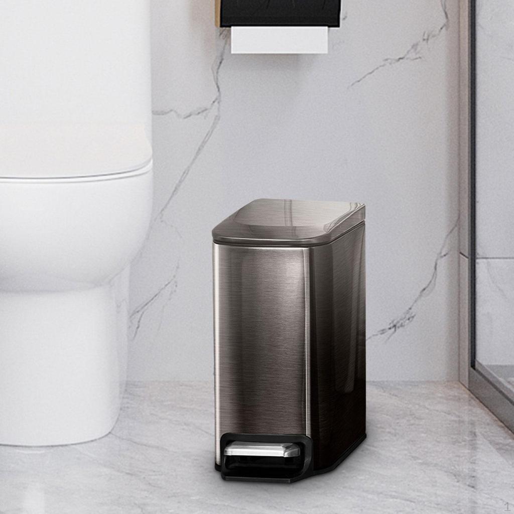 Badezimmer-Stufen-Mülleimer mit langsamer Schließung und Pedal für Eingangsbereich, Wohnzimmer, Büro, geschliffen
