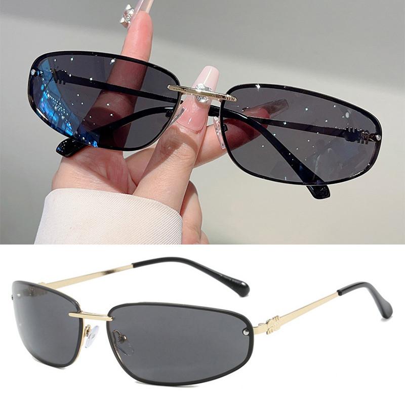 Fashion Women's Sunglasses Y2K Style High-end Metal Frameless Oval Outdoor UV Resistant Shades