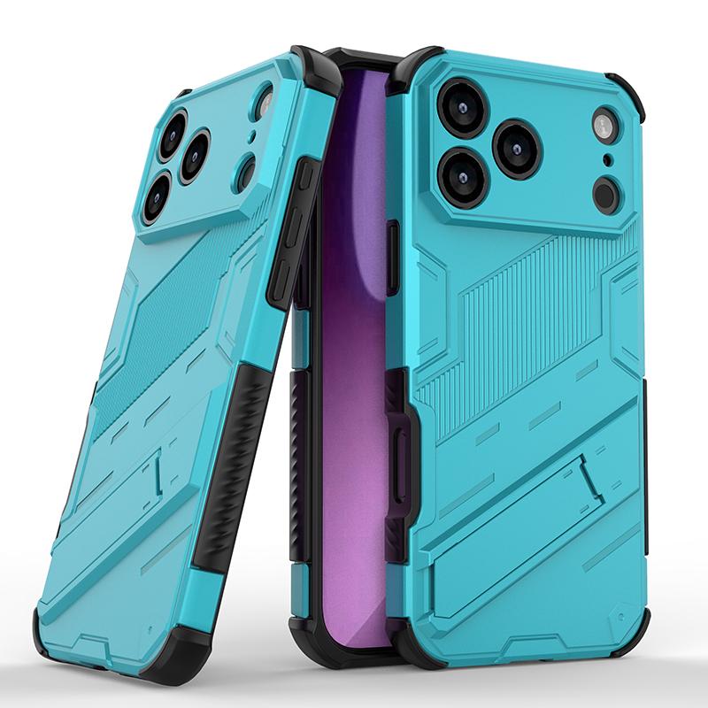 Shockproof Armor Stand Case For iPhone 17 Pro Max Coque iPhone 16 15 14 13 Pro Max Hybrid TPU+PC Hidden Phone Holder Cover