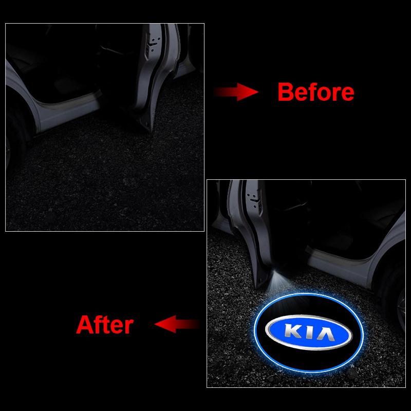 2Pcs Fashion Car Door Emblem Light LED Welcome Lamp Wireless Laser Projector For KIA K5 K9 Sorento Ceed Sportage Carnival Stinger Forte Niro Cadenza