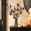 Simulated Pumpkin with Leaves Artificial Stems, Halloween Black Branch Maple Leaves, Fake Vase Centerpiece Gothic Floral Arrangement for Vase, Indoor