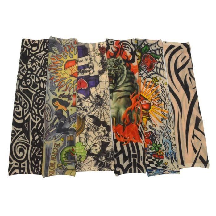 Sada dočasných falešných tetování na manžety, tetovací rukávy na paže, nasouvací, unisex, náhodná barva (6ks)