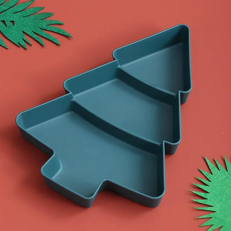 1PCS Christmas Tree Shaped Fruit Tray Plastic Candy Snack Tray Dried Fruit Melon Plate Party Supplies Home Decoration