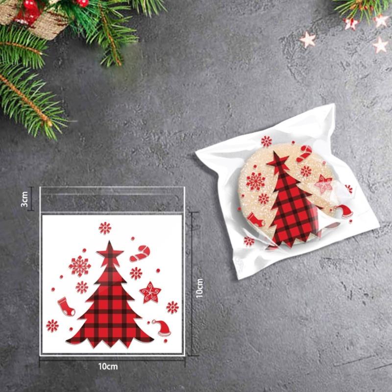 100 Pcs Christmas Decorations Cookie Bags Small Snack Bag Gift Packaging Bag
