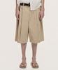 TAKEASY Deep Tuck Cotton Bermuda Shorts (Dark Beige)