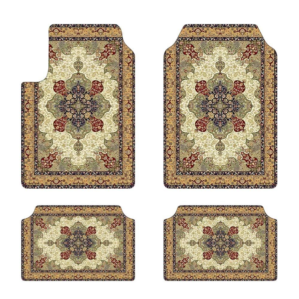 4Pcs/Set Heavy Duty Car Floor Mats Bohemian Car Accessories Durable Car Carpet for Front Rear Seats