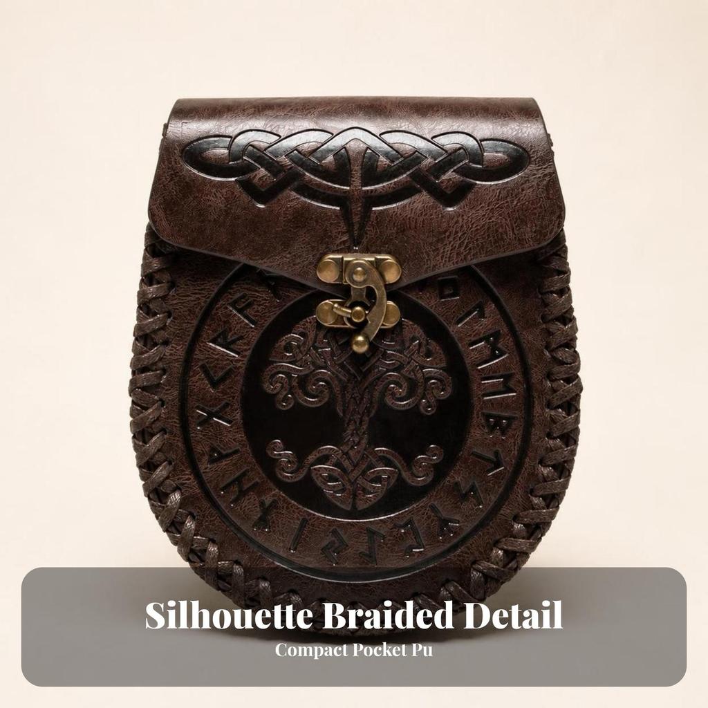 Waist Pouch with Metal Clasp PU Leather Embossed Fanny Pack Compact