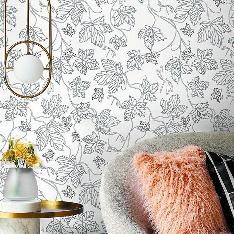 1 Roll Thickened Wallpaper – Living Room Background Decor, Bedroom Sketch Floral Stickers, Gold & Black Flowers, Removable Bohemian Retro Wallpaper