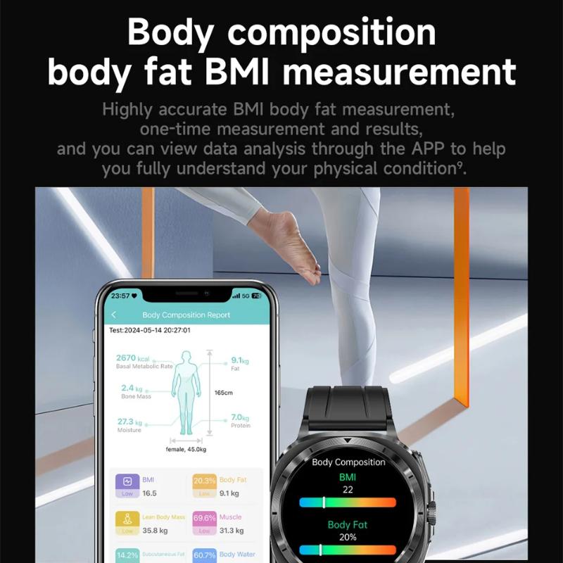 2025 Novo Relógio 7 Lipídios Sanguíneos Ácido Úrico Pressão Oxigênio no Sangue Análise Corporal Relógio Inteligente ECG+PPG Relógio Saúde Smartwatch para Homens