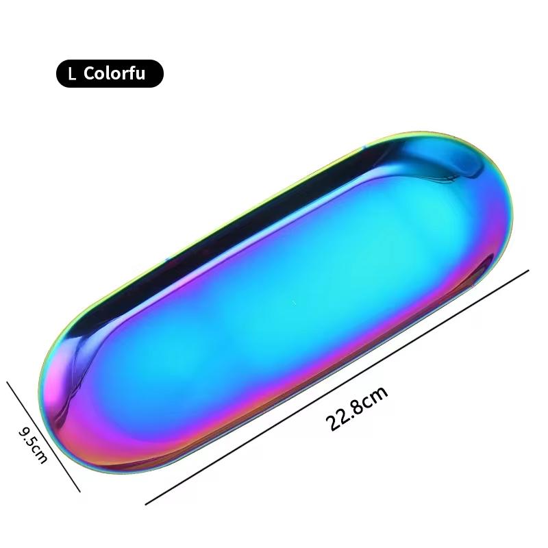 Nordic Gold Oval Plate Jewelry Box Key Tray Stainless Steel Metal Multi-functional Creative Fruit Dried Fruit Storage Tray