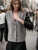 Speckled Dots Retro Diamond Button V-neck Sleeveless Autumn/Winter Women's Cardigan Vest