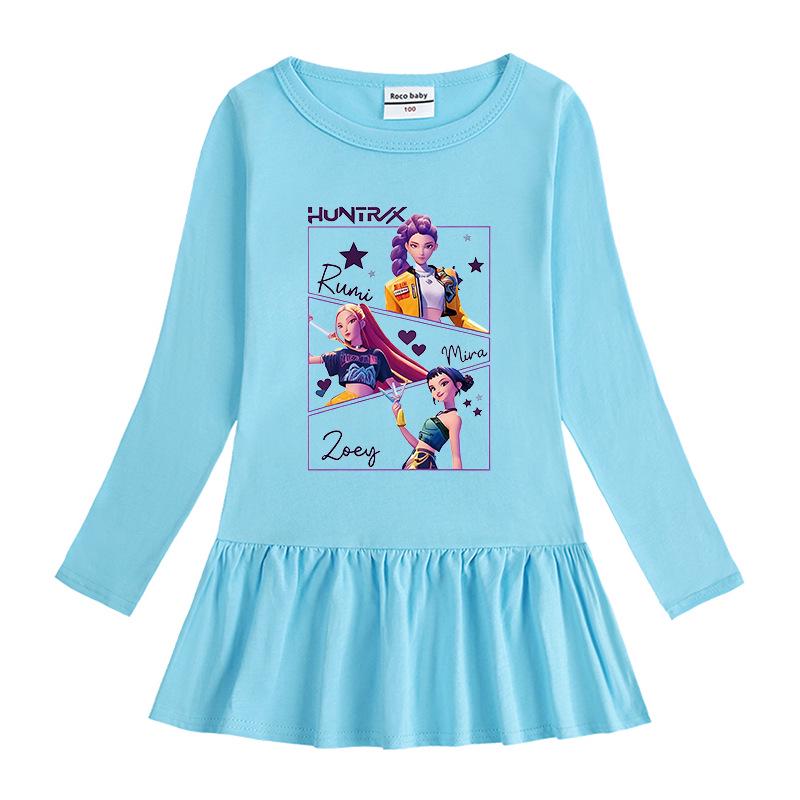K-pop Monster Hunter Girl Group Dress - Cartoon Ruffle Long Sleeve Mesh Princess Skirt