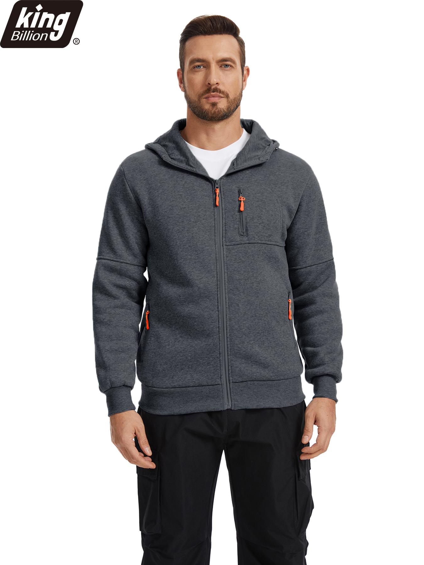 Autumn Winter Warm Durable Fleece Lined Zip Up Hoodie for Men - Comfortable Breathable Zipper Pockets Everyday Casual Outdoor Jacket in Solid Colors XXXL темно серый 1460₽