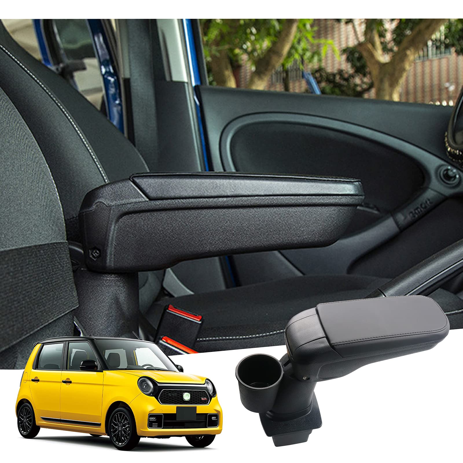 

GAFAT Front External Console Box for Honda Interior Elbow Small Item ABS Storage Box with Drink Armrest, N-ONE (2nd Generation, JG3/JG4) (2020+) -