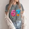 Women's Fashionable Casual Short Sleeved Printed T-Shirt Round Neck Top