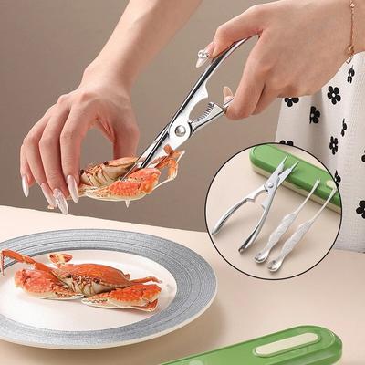 1 Set 304 Stainless Steel Crab Eating Tool Creative Crab Fork and Crab Tong For Home Use Kitchen Tool