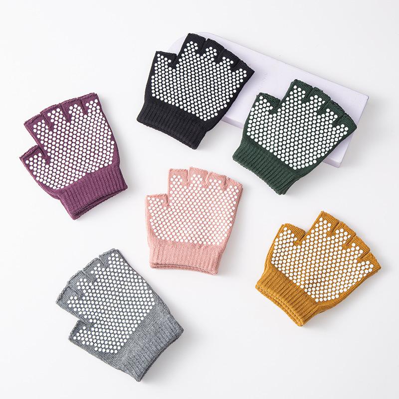 Guantes de yoga Meier de algodón de medio dedo - Antideslizantes, elásticos, guantes de entrenamiento de dedos cortos