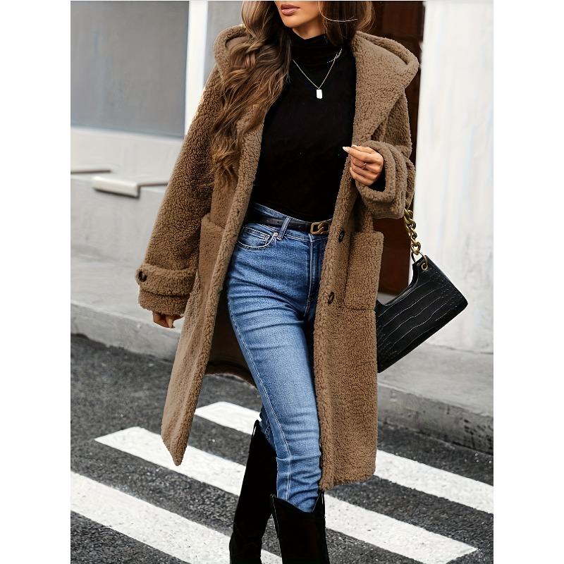 Hooded Teddy Fleece Ladies Coat Loose Mid-length Lamb Fleece Autumn and Winter Thickened Warm Coat