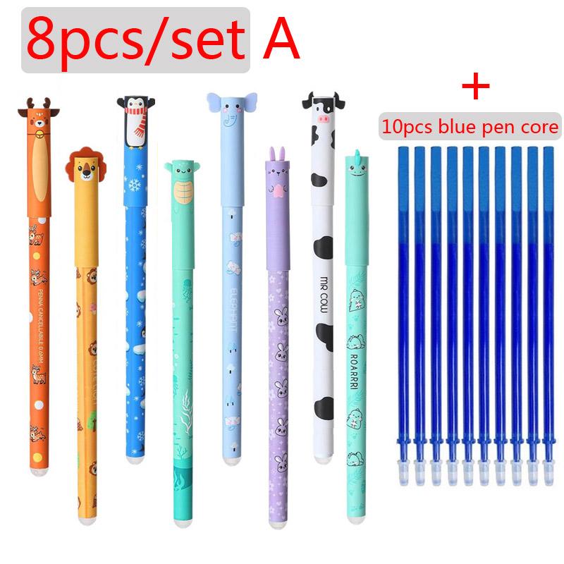 16 Styles Lovely Erasable Gel Pens with Animal Designs 8 colors Erase Ink Cute Refillable Pens for School Class Party Gift