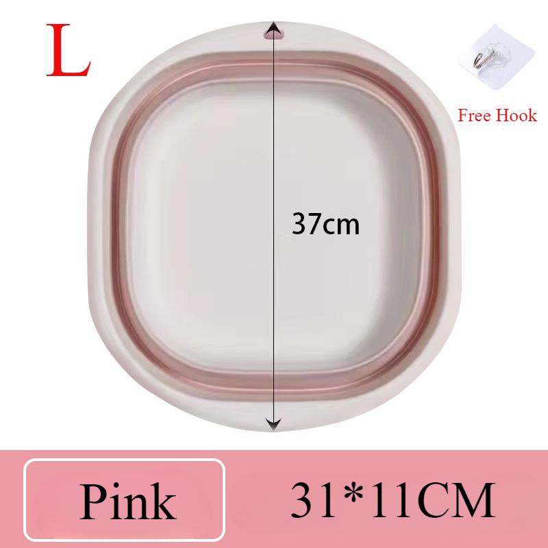 Silicone Foldable Wash Basin with Hook Travel Portable Basin Collapsible Bucket for Home Bathroom Washbowl Hanging Bath Basins