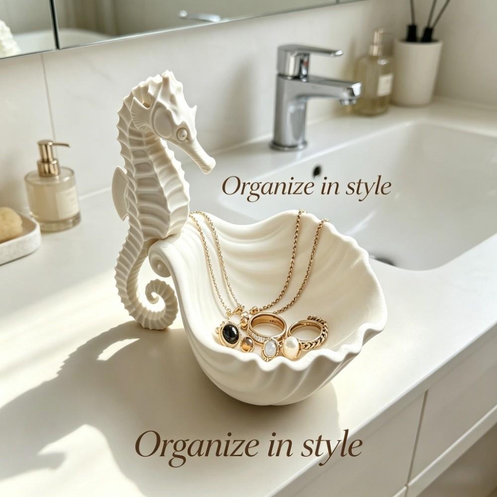 Cute Jewelry Display Stand Plastic Rings Holder Unique Seahorse-Shaped Storage Tray Home Ornaments