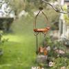 Rust-Colored Small Birdhouse Feeder with Bell Wind Chime.