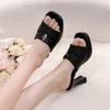 Damskie Pantofle na Wysokim Obcasie Kwadratowy Nosek Kwadratowy Obcas Obcas 9 cm Wysokie Buty Kobiety Sukienka Moda Eleganckie Lato Zapatillas De Mujer